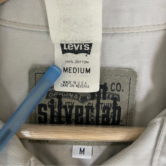 Vintage 90's Levi Silver Tab White Denim Trucker Jacket 715 *Sample Garment* - Picture 5 of 16